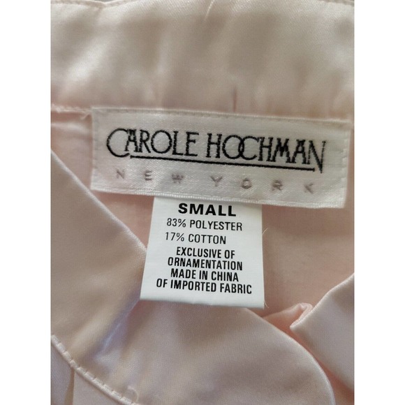 Carol Hochman Cottage Core Satin Long Button Down Embroidered Lace Pink Gown S - Picture 10 of 10